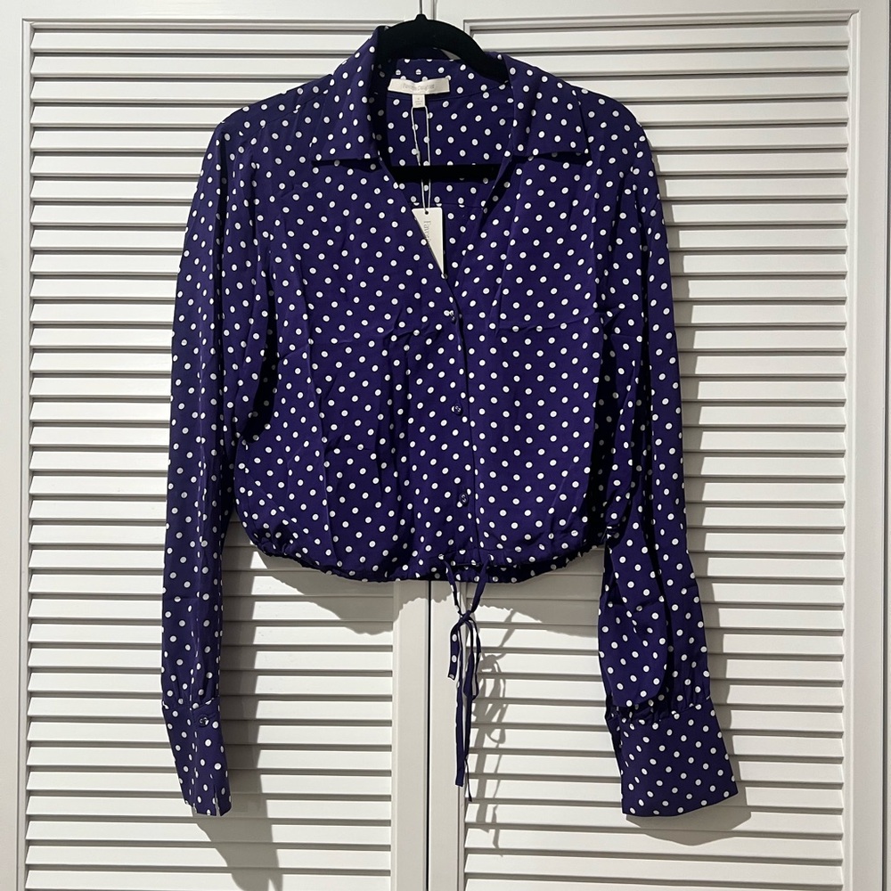 Favorite Daughter Navy Polka Dot Blouse